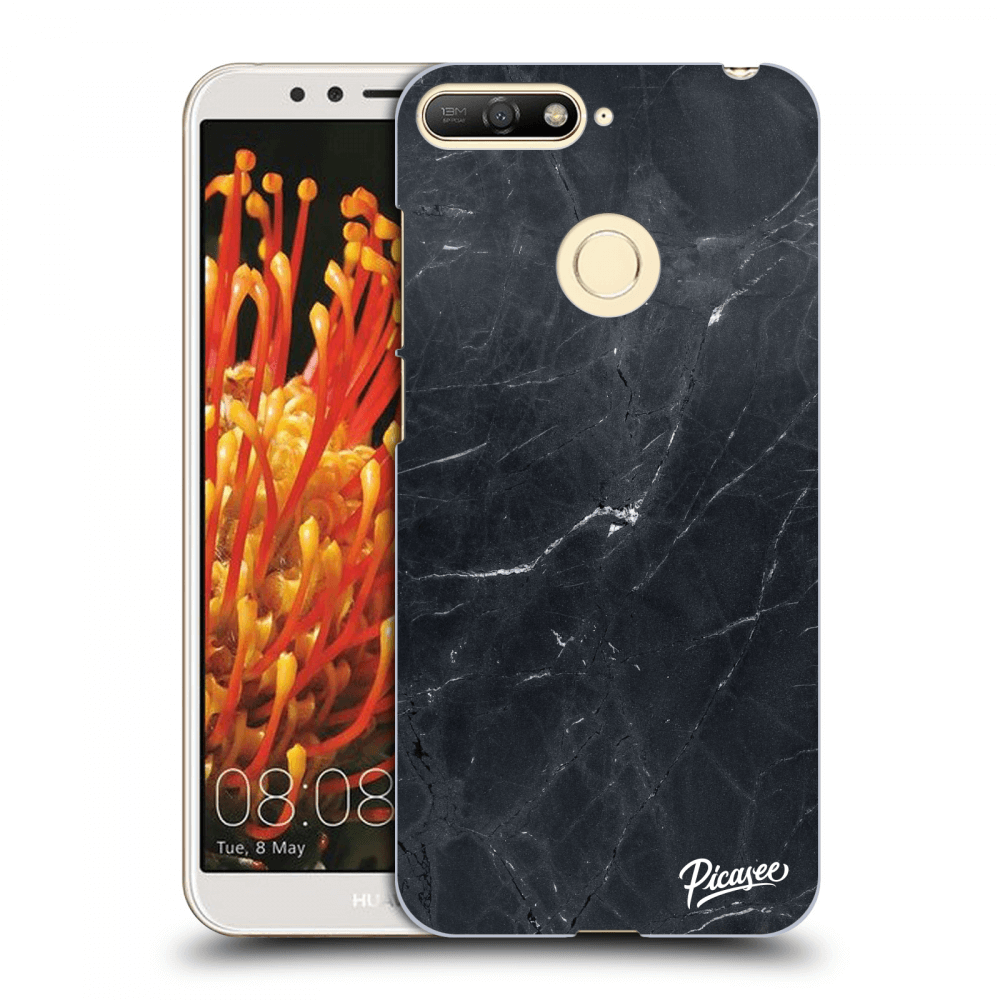 Picasee silikonový průhledný obal pro Huawei Y6 Prime 2018 - Black marble