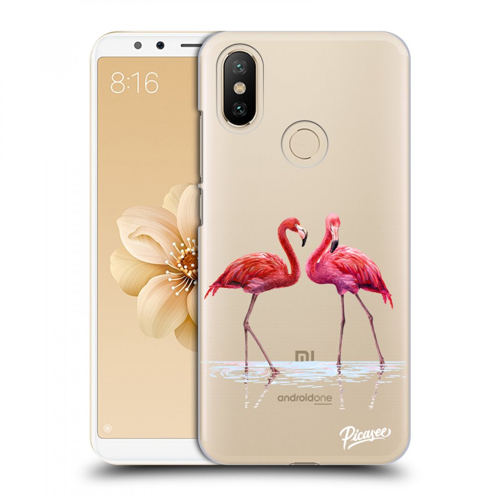 Picasee silikonový průhledný obal pro Xiaomi Mi A2 - Flamingos couple