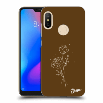 Picasee silikonový černý obal pro Xiaomi Mi A2 Lite - Brown flowers