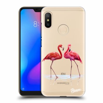 Picasee silikonový průhledný obal pro Xiaomi Mi A2 Lite - Flamingos couple
