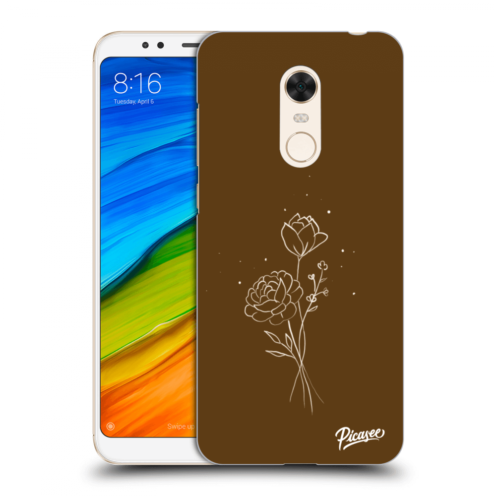 Picasee silikonový černý obal pro Xiaomi Redmi 5 Plus Global - Brown flowers