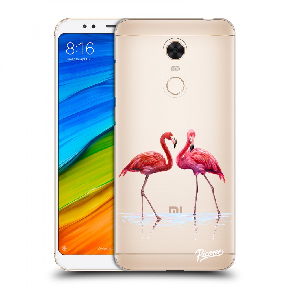Picasee silikonový průhledný obal pro Xiaomi Redmi 5 Plus Global - Flamingos couple