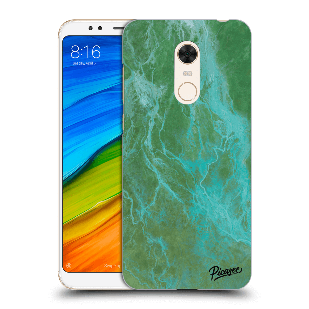 Picasee silikonový černý obal pro Xiaomi Redmi 5 Plus Global - Green marble