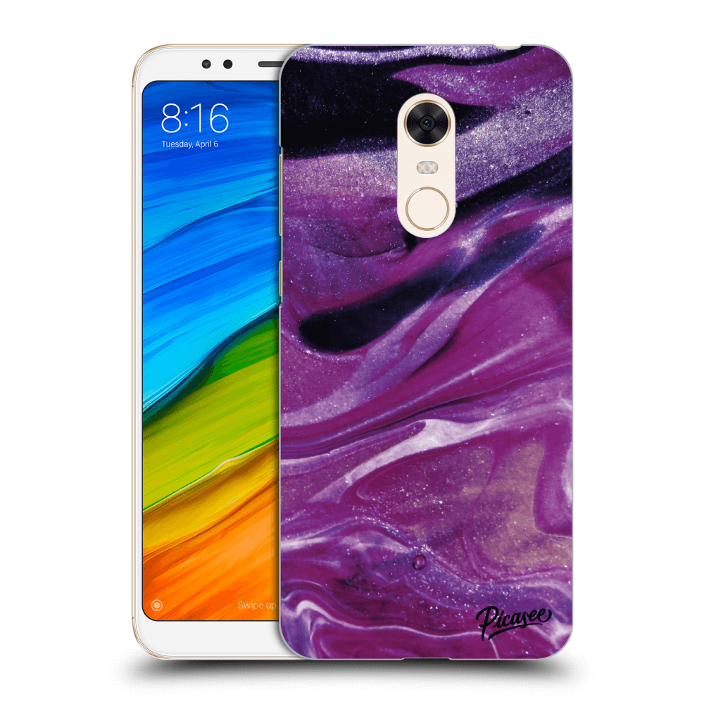 Picasee silikonový průhledný obal pro Xiaomi Redmi 5 Plus Global - Purple glitter
