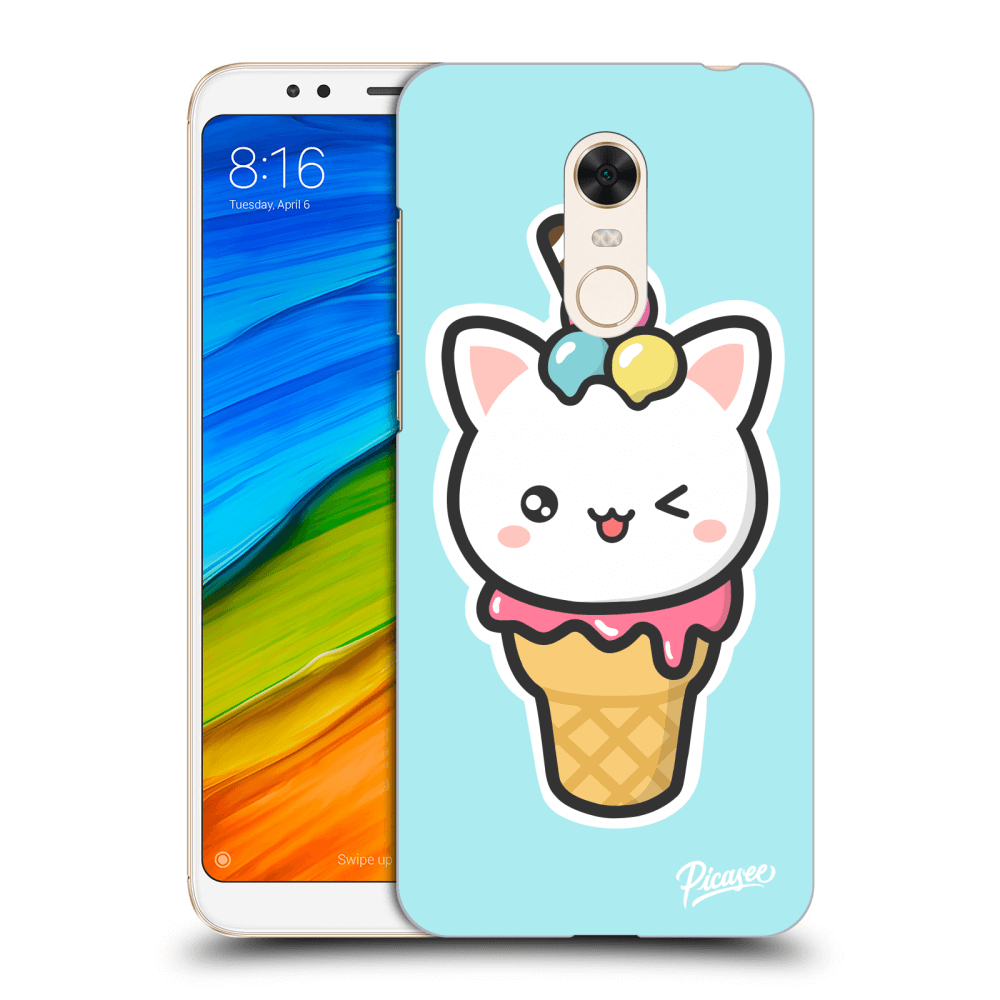 Picasee silikonový černý obal pro Xiaomi Redmi 5 Plus Global - Ice Cream Cat