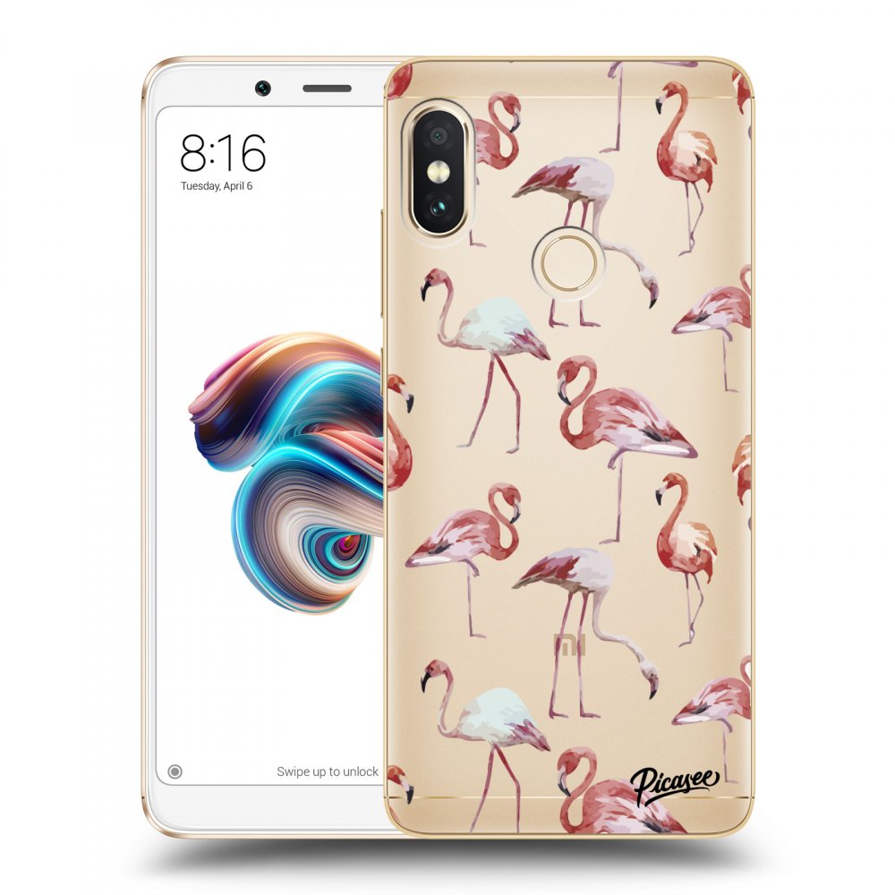 Picasee silikonový průhledný obal pro Xiaomi Redmi Note 5 Global - Flamingos