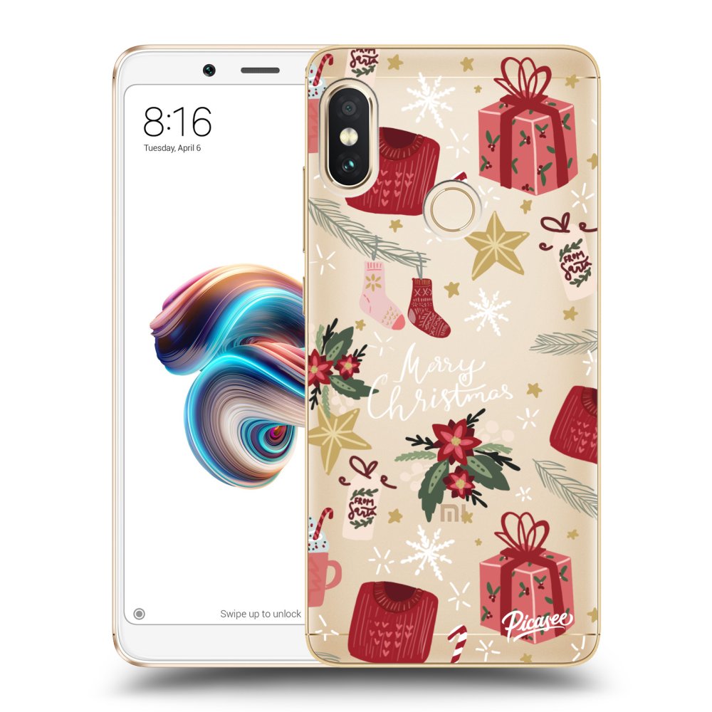 Picasee silikonový průhledný obal pro Xiaomi Redmi Note 5 Global - Christmas