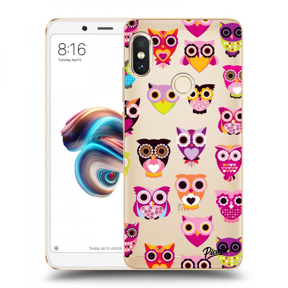 Picasee silikonový průhledný obal pro Xiaomi Redmi Note 5 Global - Owls
