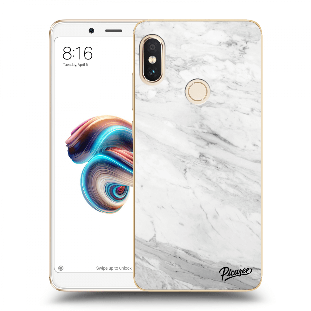 Picasee silikonový průhledný obal pro Xiaomi Redmi Note 5 Global - White marble