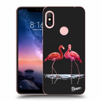 Picasee silikonový černý obal pro Xiaomi Redmi Note 6 Pro - Flamingos couple