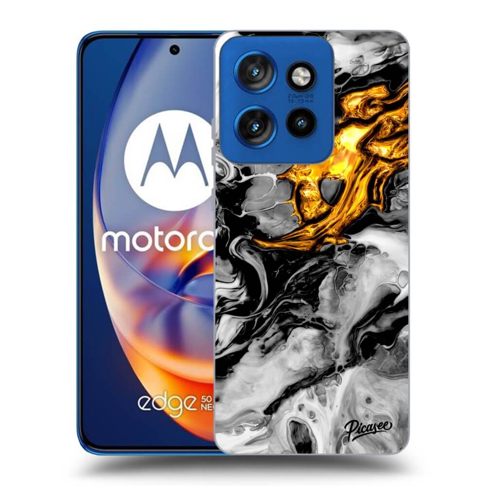 Picasee silikonový černý obal pro Motorola Edge 50 Neo - Black Gold 2