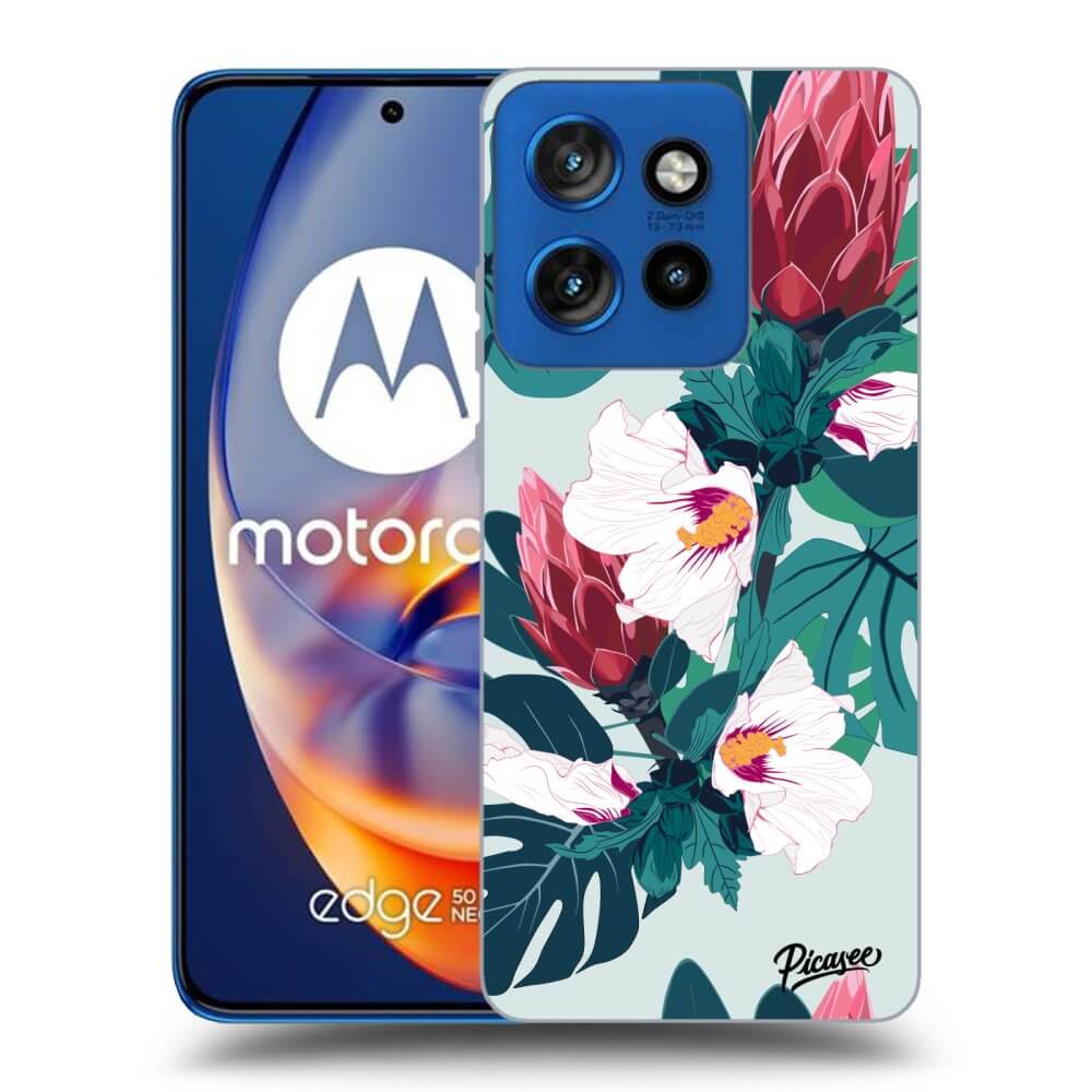 Picasee silikonový černý obal pro Motorola Edge 50 Neo - Rhododendron