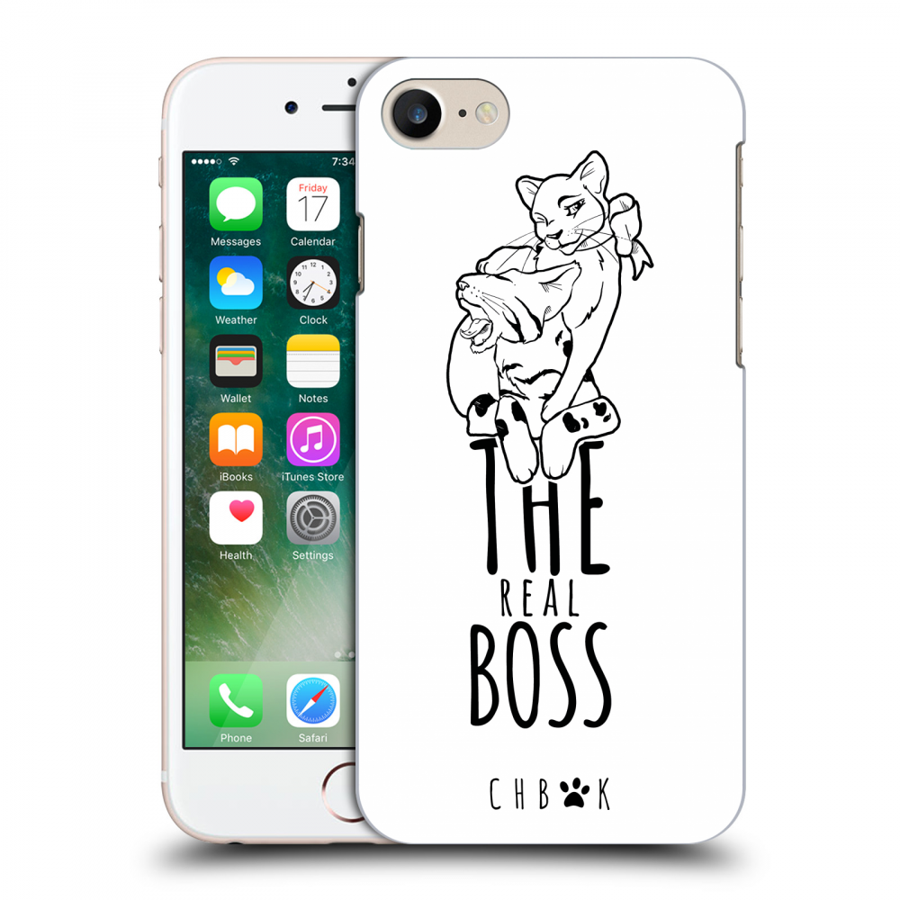 Picasee silikonový průhledný obal pro Apple iPhone 7 - CHBMT - The real Boss - white