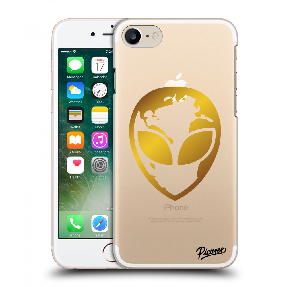 Picasee silikonový průhledný obal pro Apple iPhone 7 - EARTH - Gold Alien 3.0