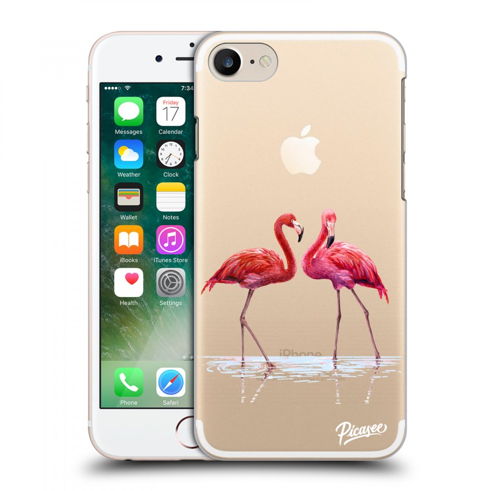 Picasee silikonový průhledný obal pro Apple iPhone 7 - Flamingos couple