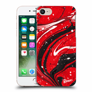 Picasee silikonový průhledný obal pro Apple iPhone 7 - Red black