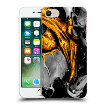 Picasee silikonový průhledný obal pro Apple iPhone 7 - Black Gold