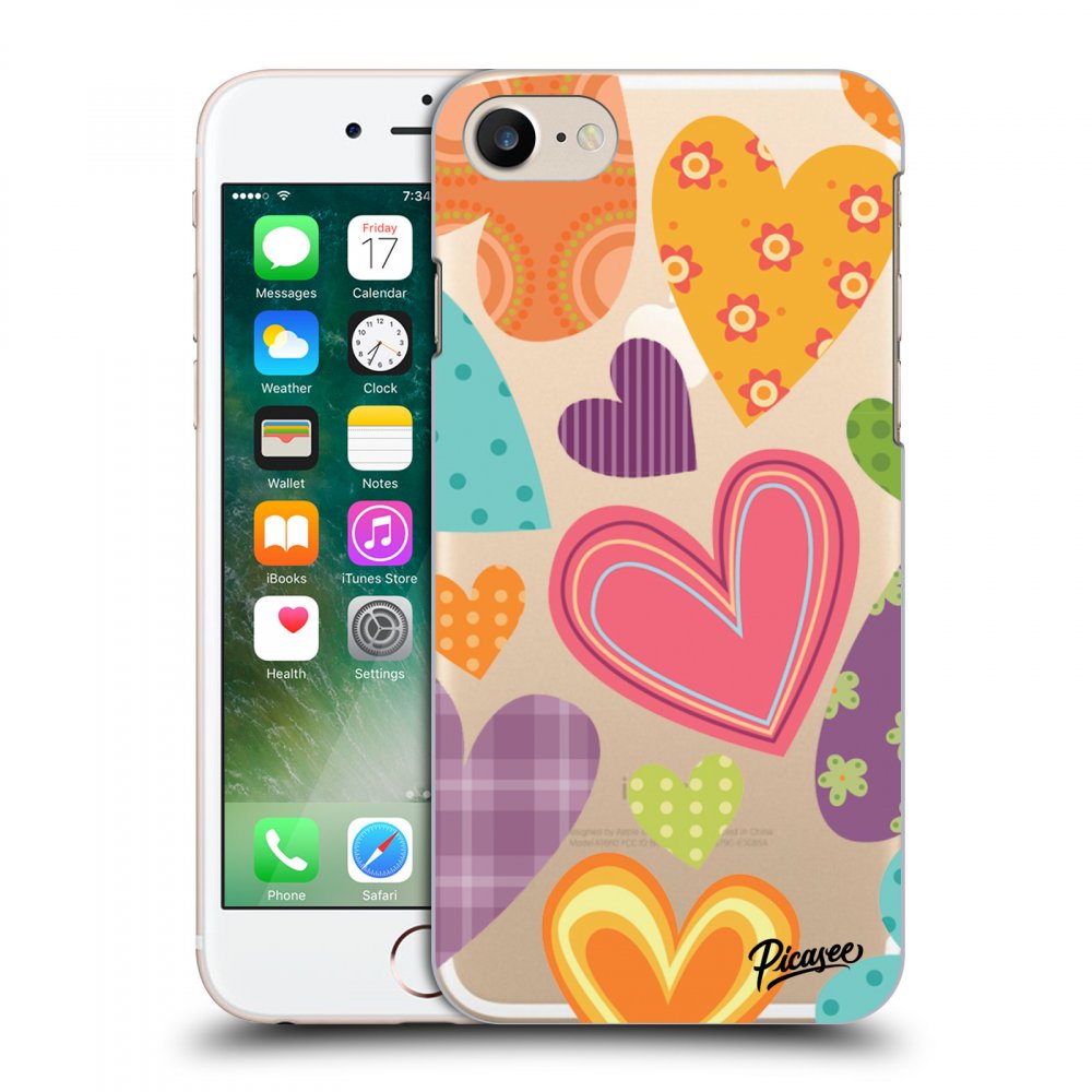 Picasee silikonový průhledný obal pro Apple iPhone 7 - Colored heart