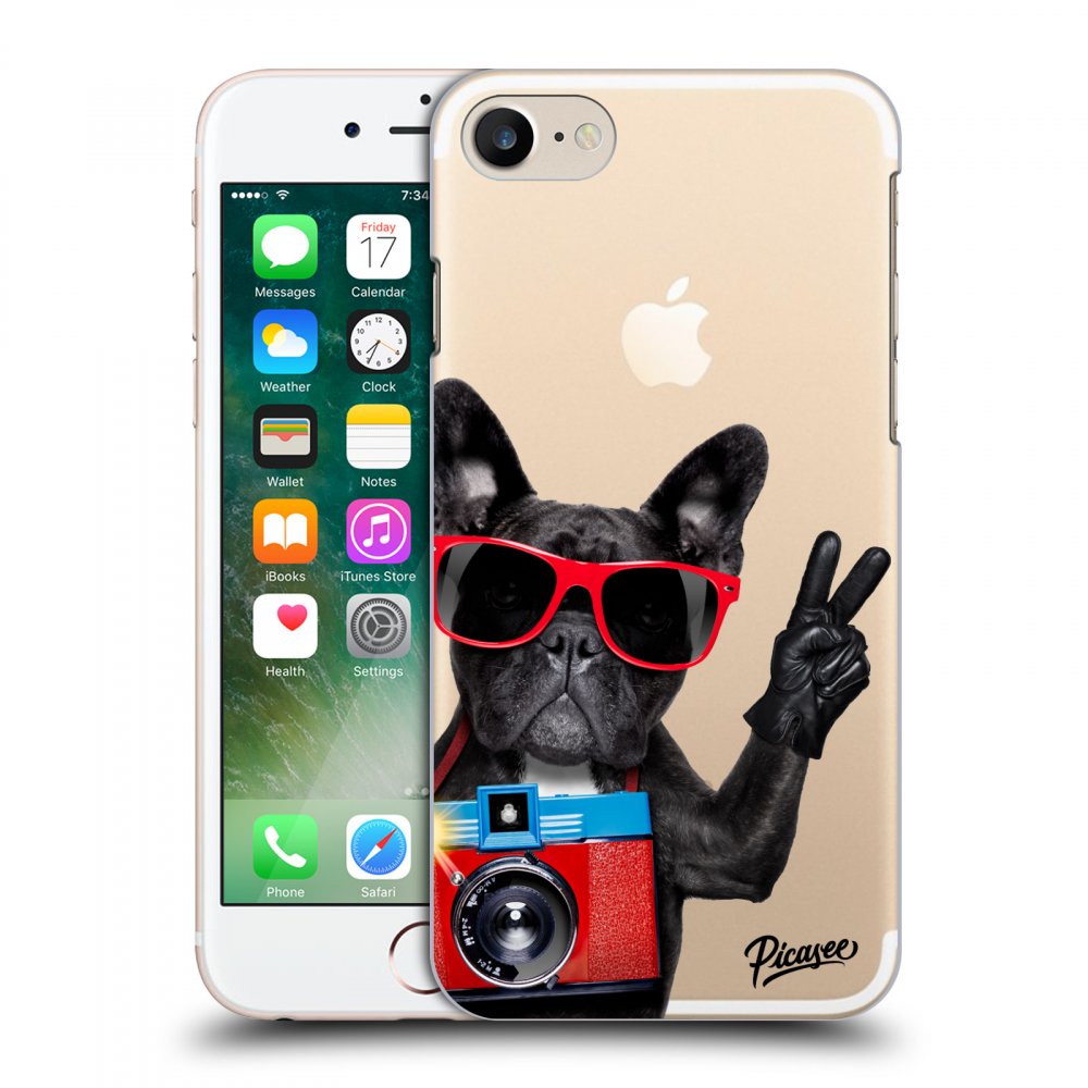 Picasee plastový průhledný obal pro Apple iPhone 7 - French Bulldog