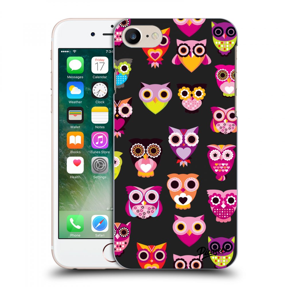 Picasee silikonový černý obal pro Apple iPhone 7 - Owls