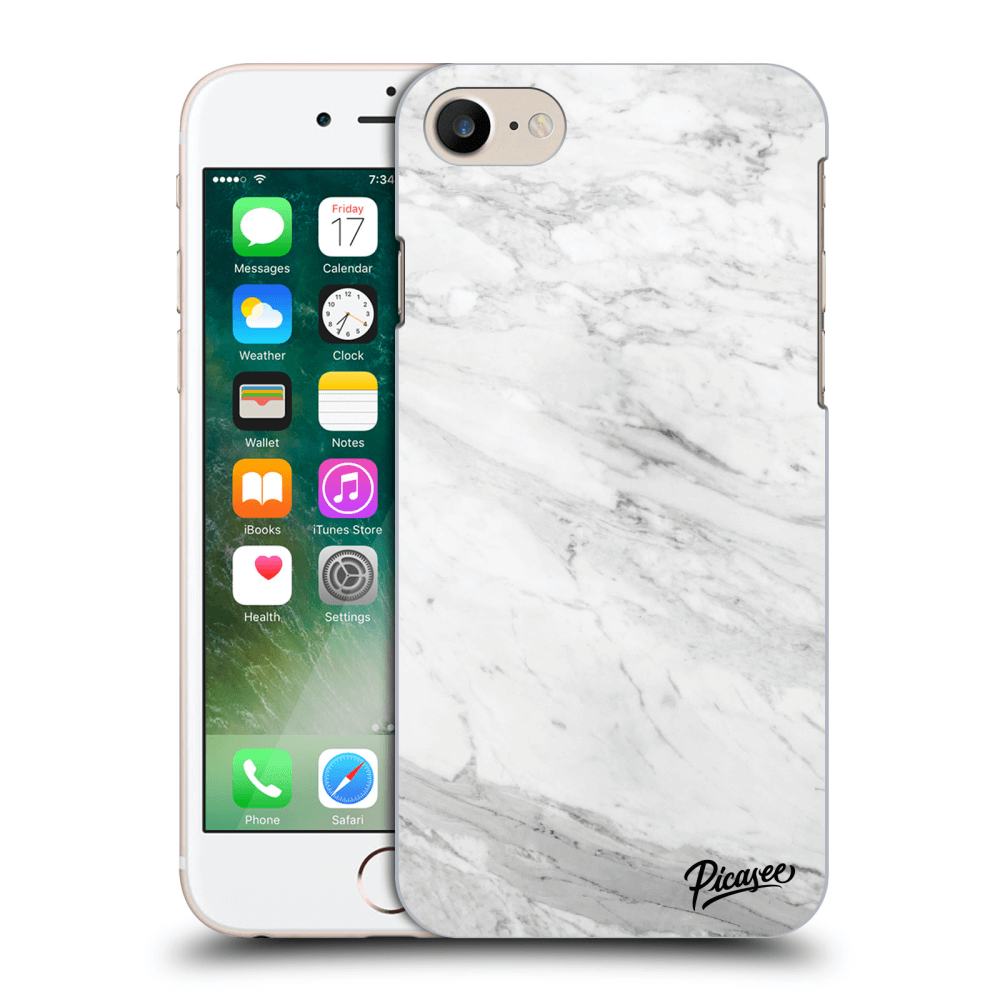 Picasee silikonový průhledný obal pro Apple iPhone 7 - White marble