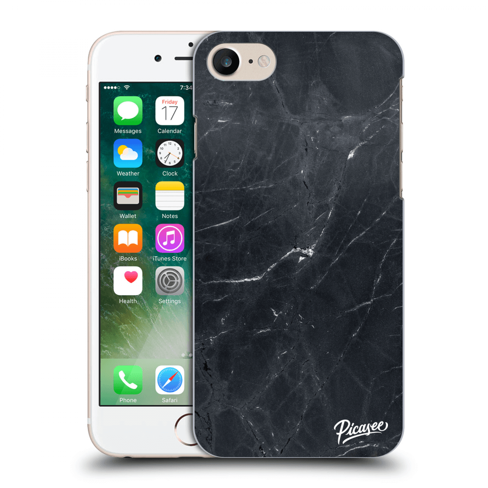 Picasee silikonový průhledný obal pro Apple iPhone 7 - Black marble