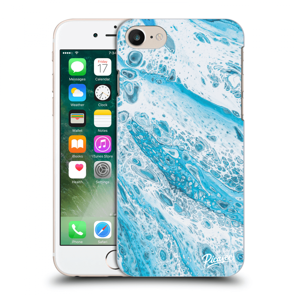 Picasee silikonový průhledný obal pro Apple iPhone 7 - Blue liquid