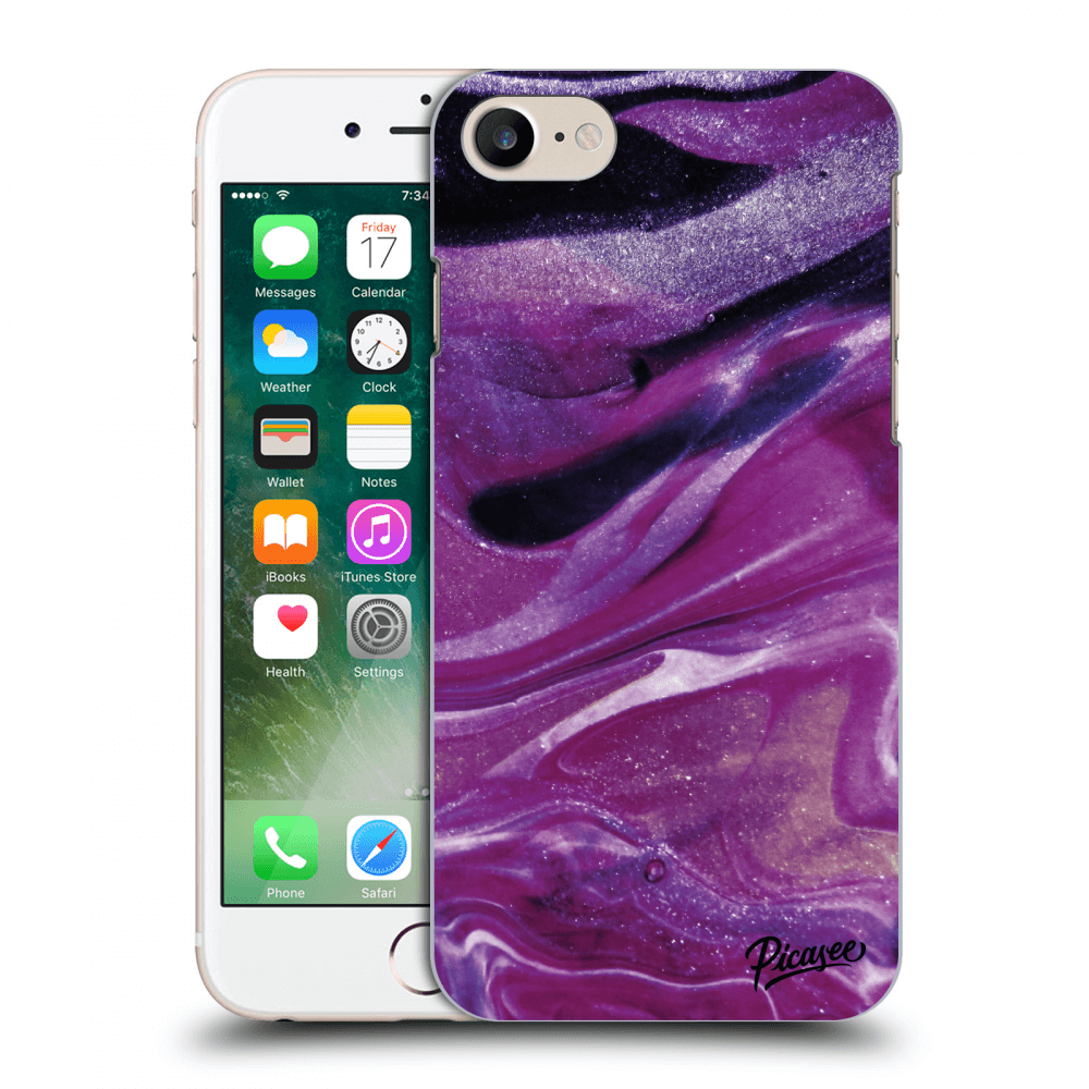 Picasee silikonový průhledný obal pro Apple iPhone 7 - Purple glitter