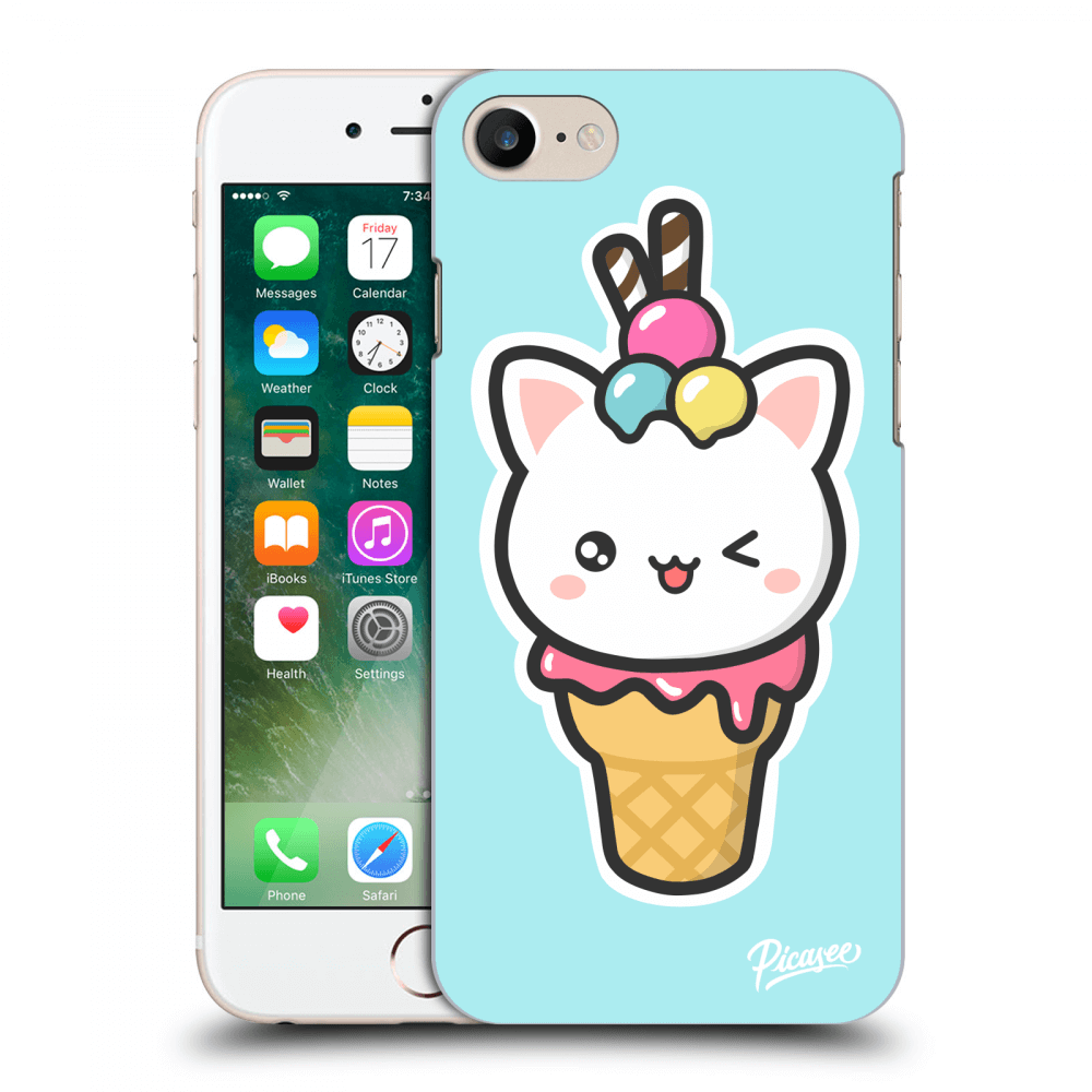 Picasee silikonový černý obal pro Apple iPhone 7 - Ice Cream Cat