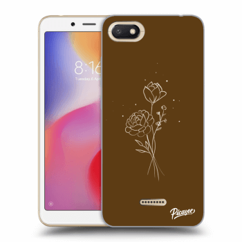 Picasee silikonový černý obal pro Xiaomi Redmi 6A - Brown flowers