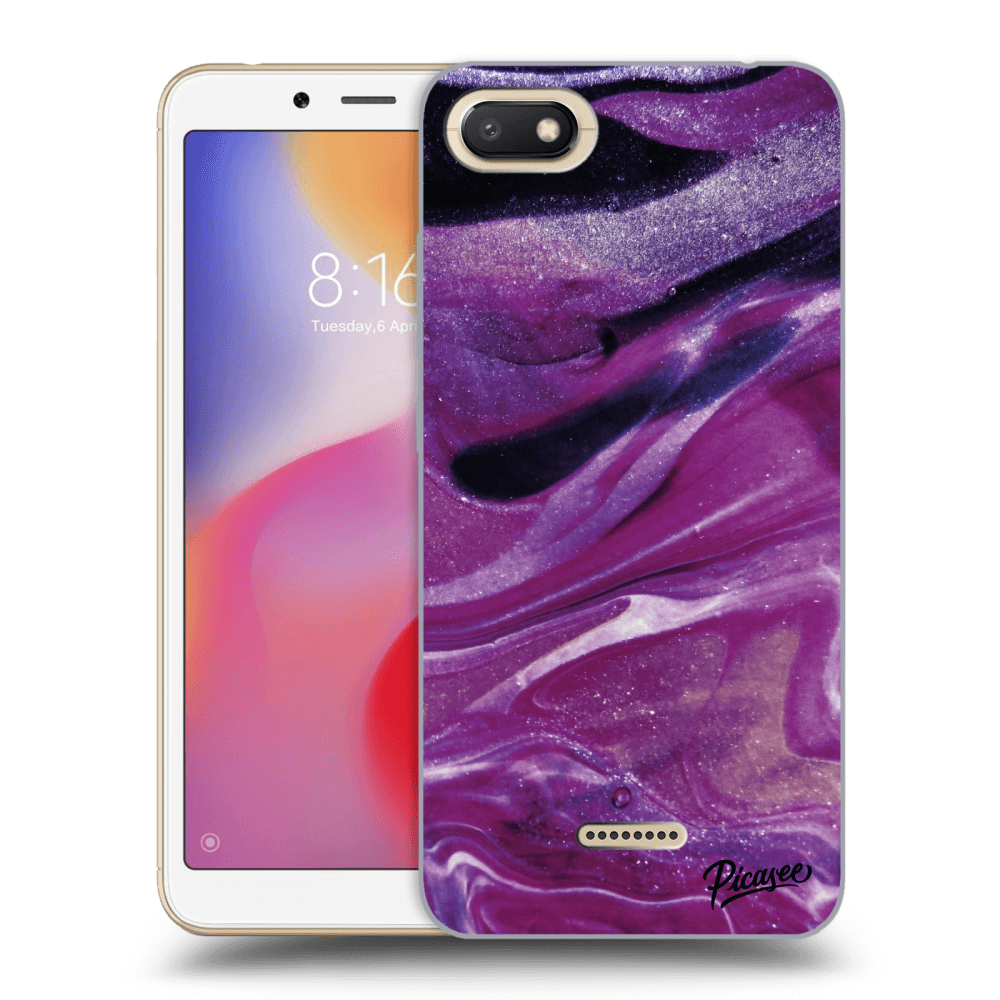 Picasee silikonový průhledný obal pro Xiaomi Redmi 6A - Purple glitter