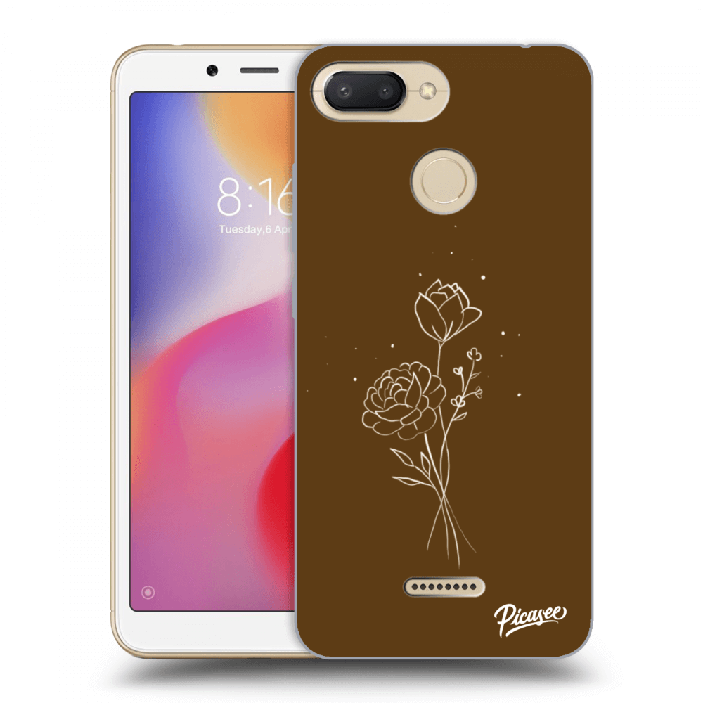 Picasee silikonový černý obal pro Xiaomi Redmi 6 - Brown flowers
