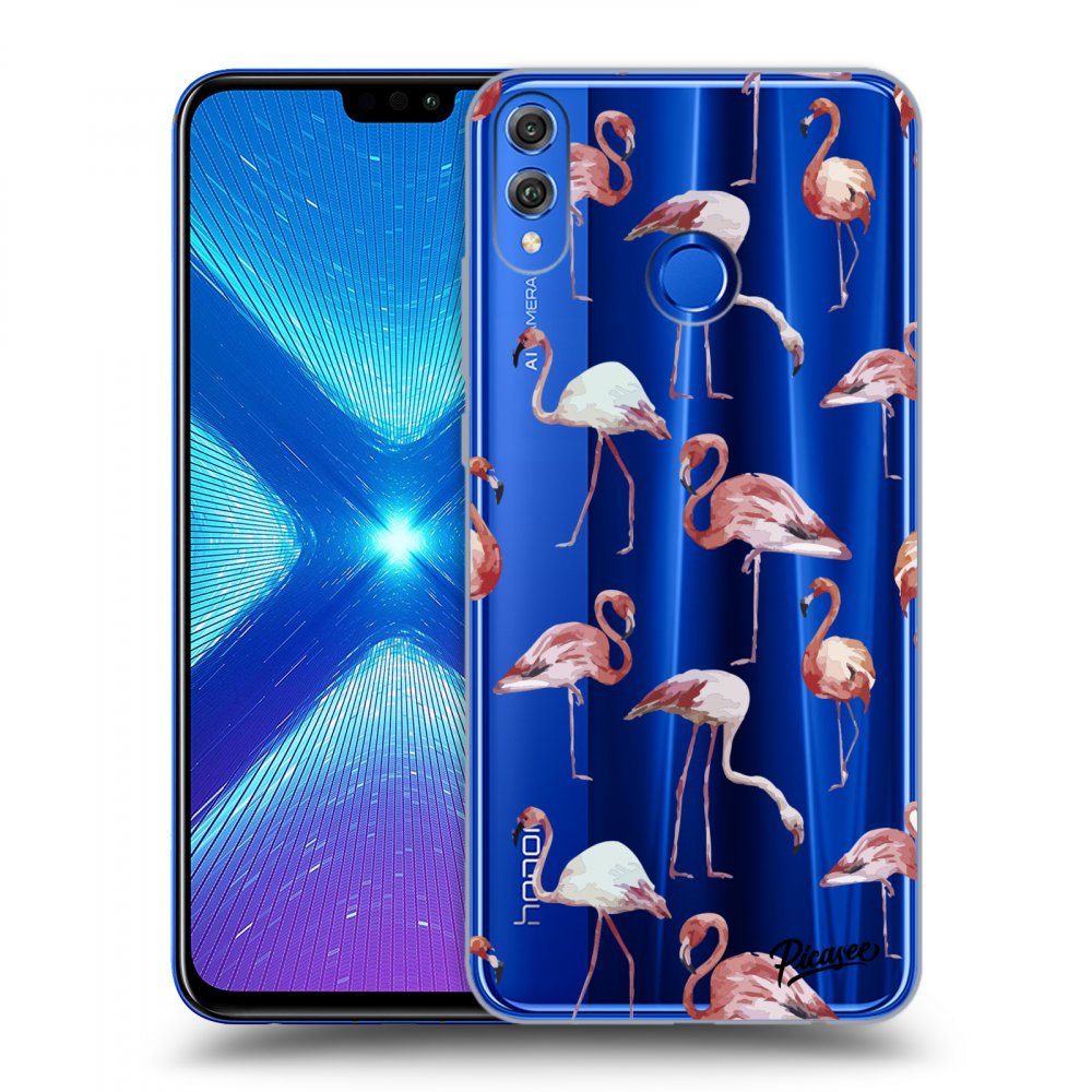 Picasee silikonový průhledný obal pro Honor 8X - Flamingos