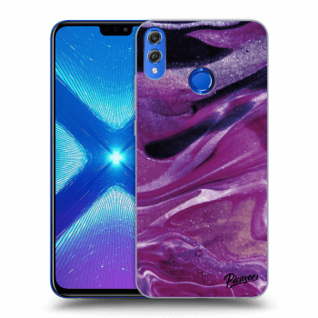 Picasee silikonový průhledný obal pro Honor 8X - Purple glitter