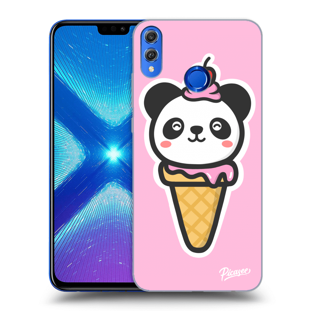Picasee silikonový černý obal pro Honor 8X - Ice Cream Panda