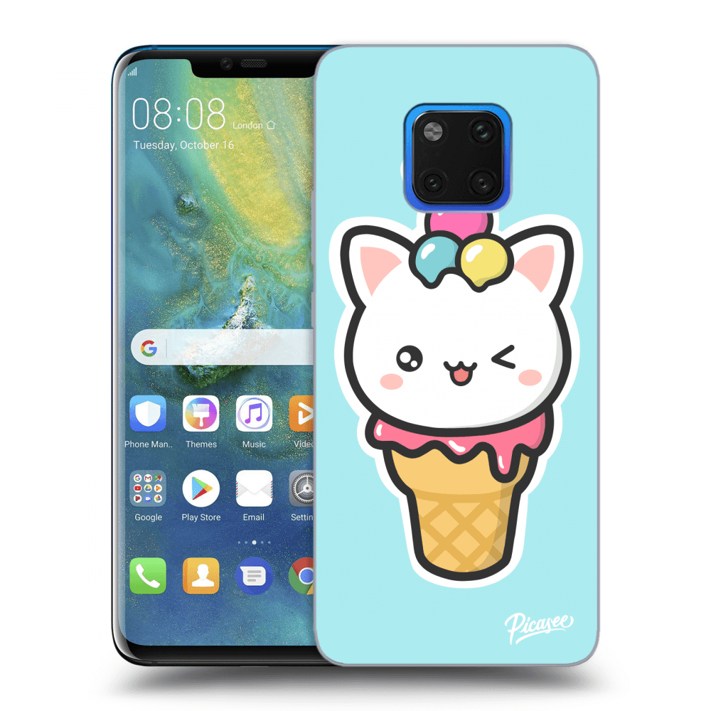 Picasee silikonový průhledný obal pro Huawei Mate 20 Pro - Ice Cream Cat