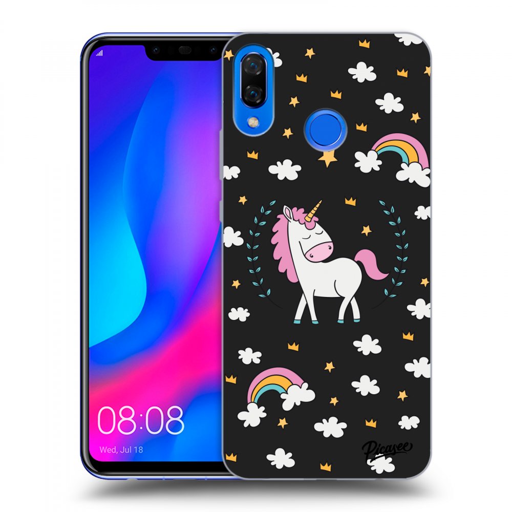 Picasee silikonový černý obal pro Huawei Nova 3 - Unicorn star heaven