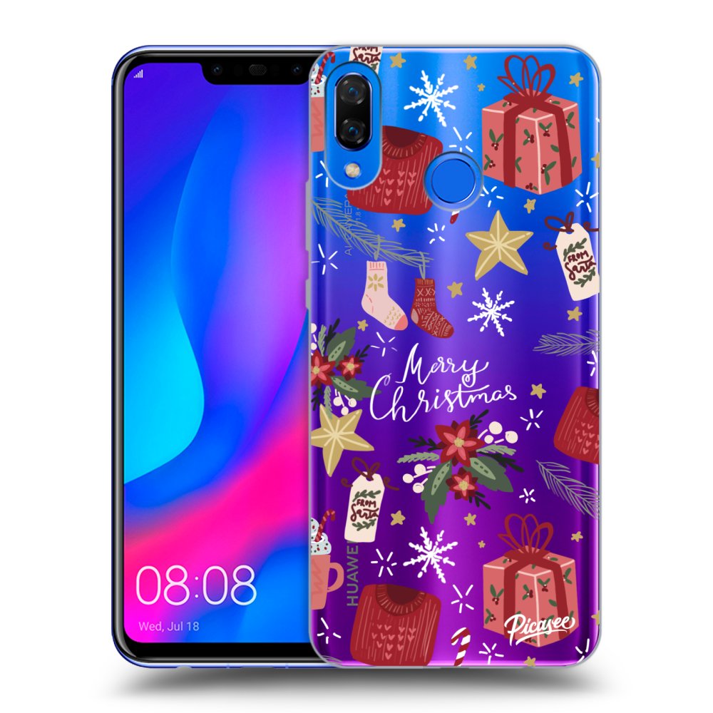 Picasee silikonový průhledný obal pro Huawei Nova 3 - Christmas