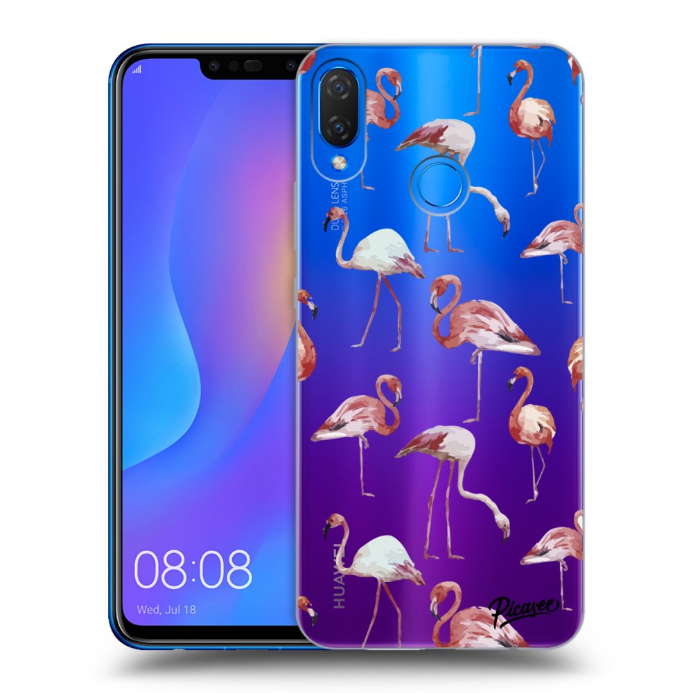 Picasee silikonový průhledný obal pro Huawei Nova 3i - Flamingos