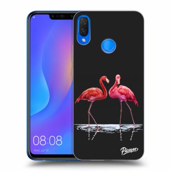 Picasee silikonový černý obal pro Huawei Nova 3i - Flamingos couple