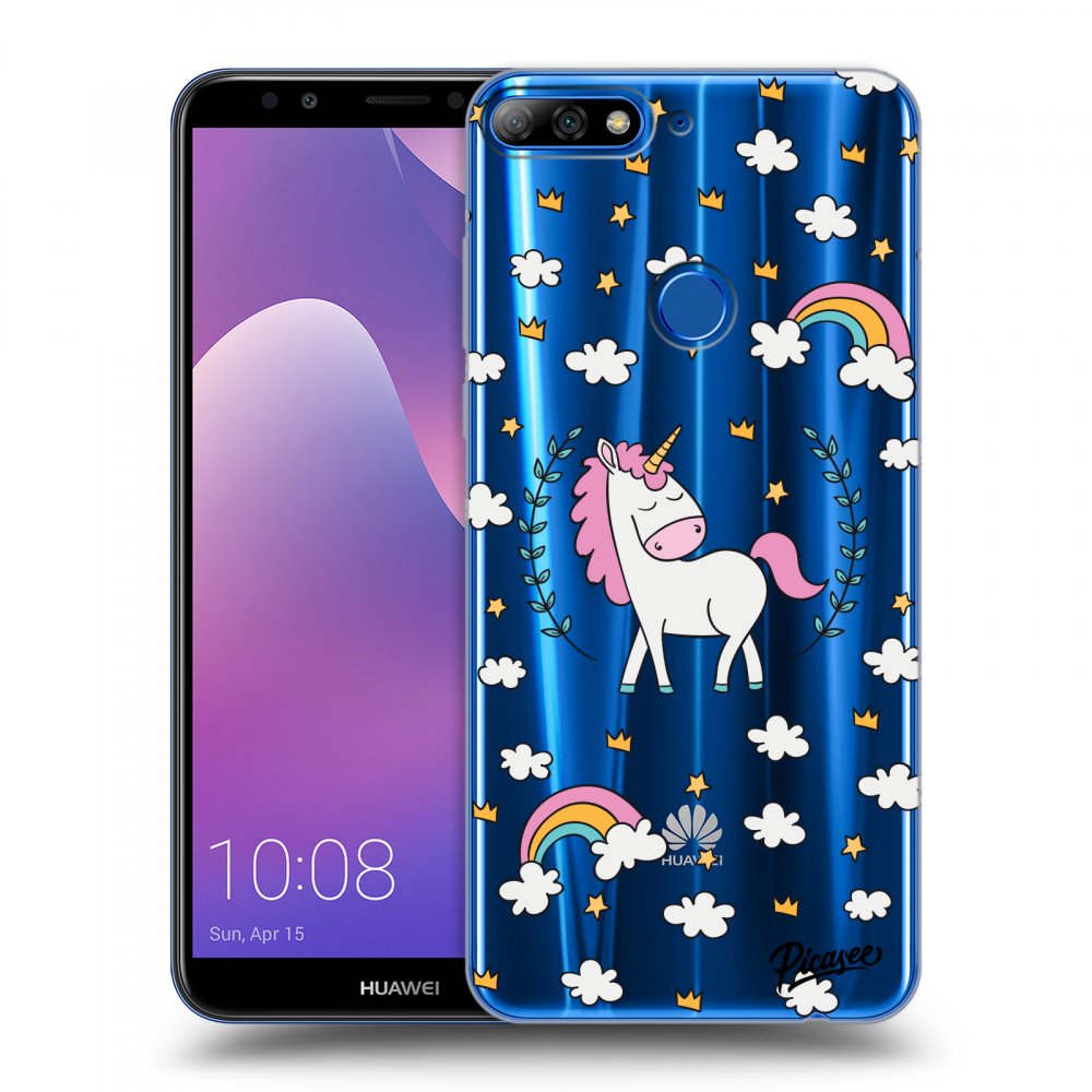 Picasee silikonový průhledný obal pro Huawei Y7 Prime (2018) - Unicorn star heaven