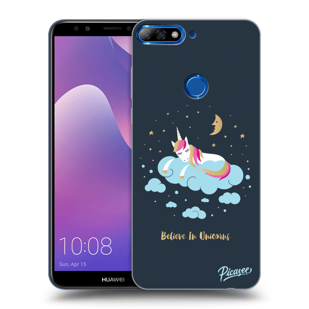Picasee silikonový černý obal pro Huawei Y7 Prime (2018) - Believe In Unicorns