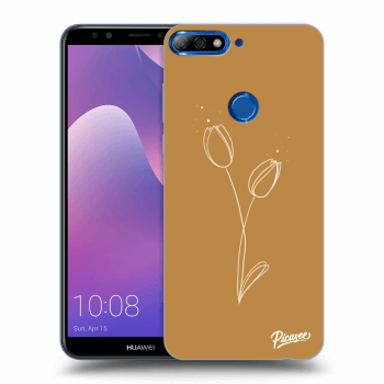 Picasee silikonový černý obal pro Huawei Y7 Prime (2018) - Tulips