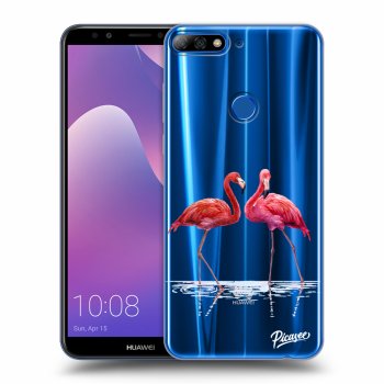 Picasee silikonový průhledný obal pro Huawei Y7 Prime (2018) - Flamingos couple