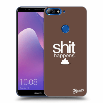 Picasee silikonový průhledný obal pro Huawei Y7 Prime (2018) - Shit happens