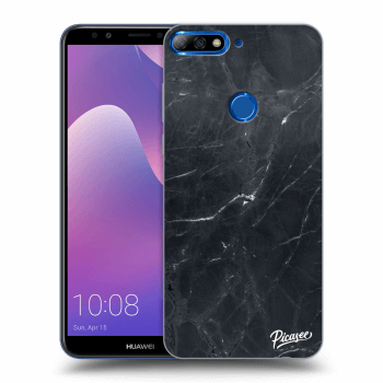 Picasee silikonový průhledný obal pro Huawei Y7 Prime (2018) - Black marble