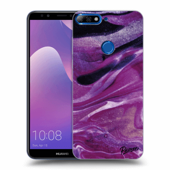 Picasee silikonový průhledný obal pro Huawei Y7 Prime (2018) - Purple glitter