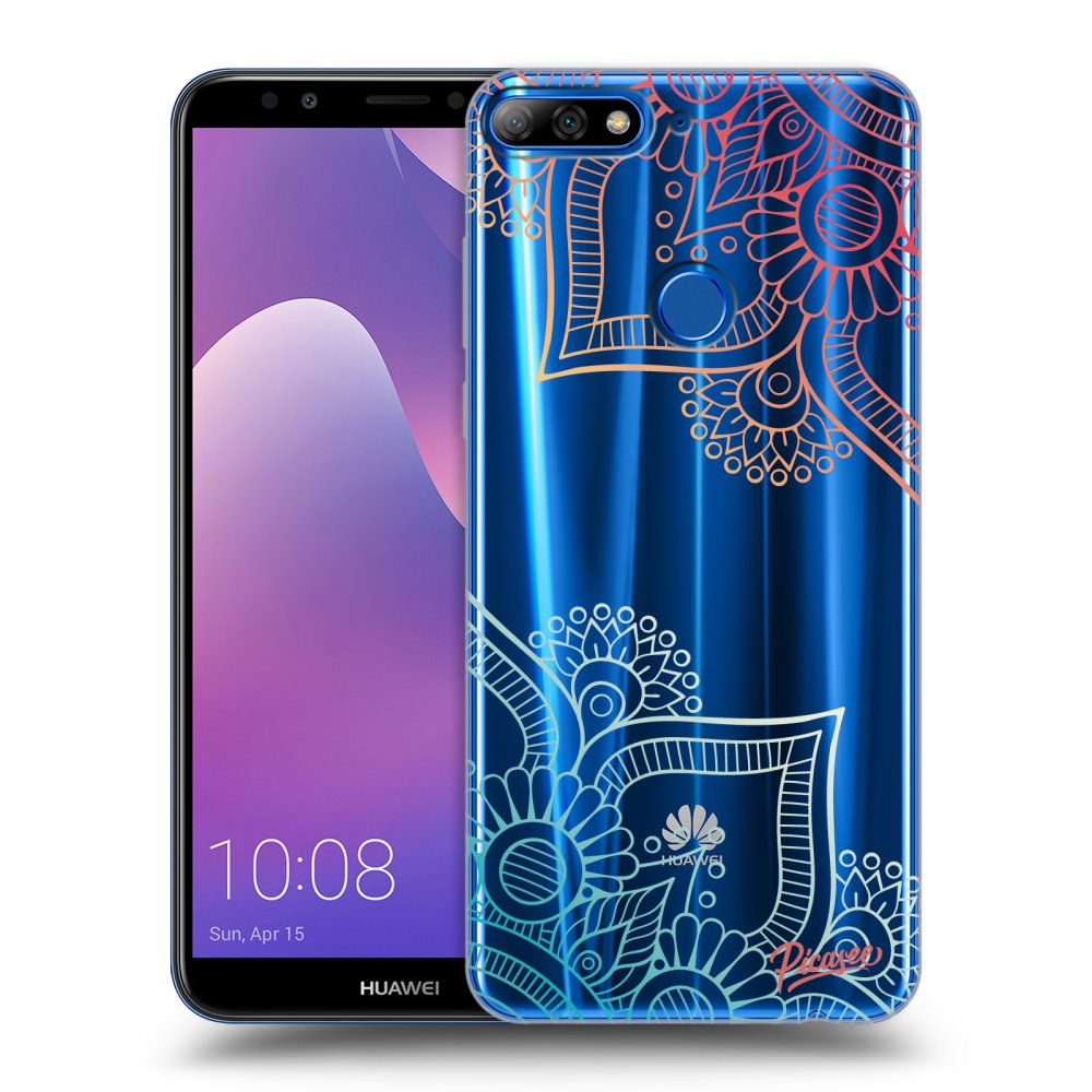 Picasee silikonový průhledný obal pro Huawei Y7 Prime (2018) - Flowers pattern