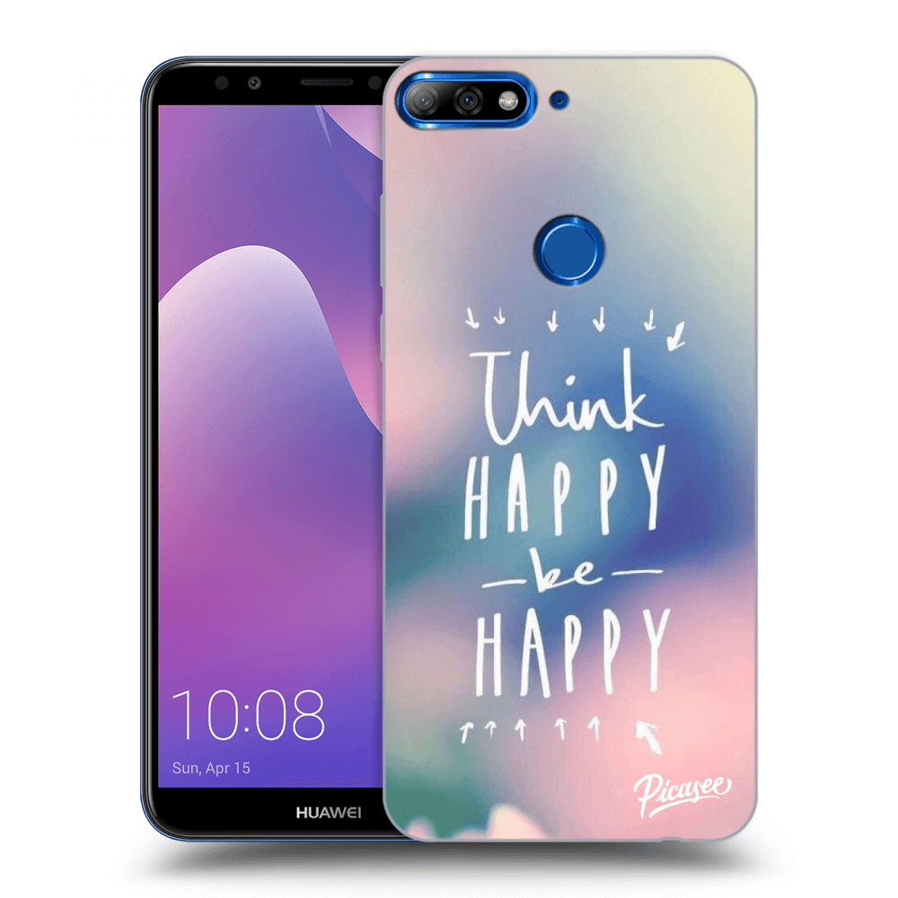 Picasee silikonový černý obal pro Huawei Y7 Prime (2018) - Think happy be happy