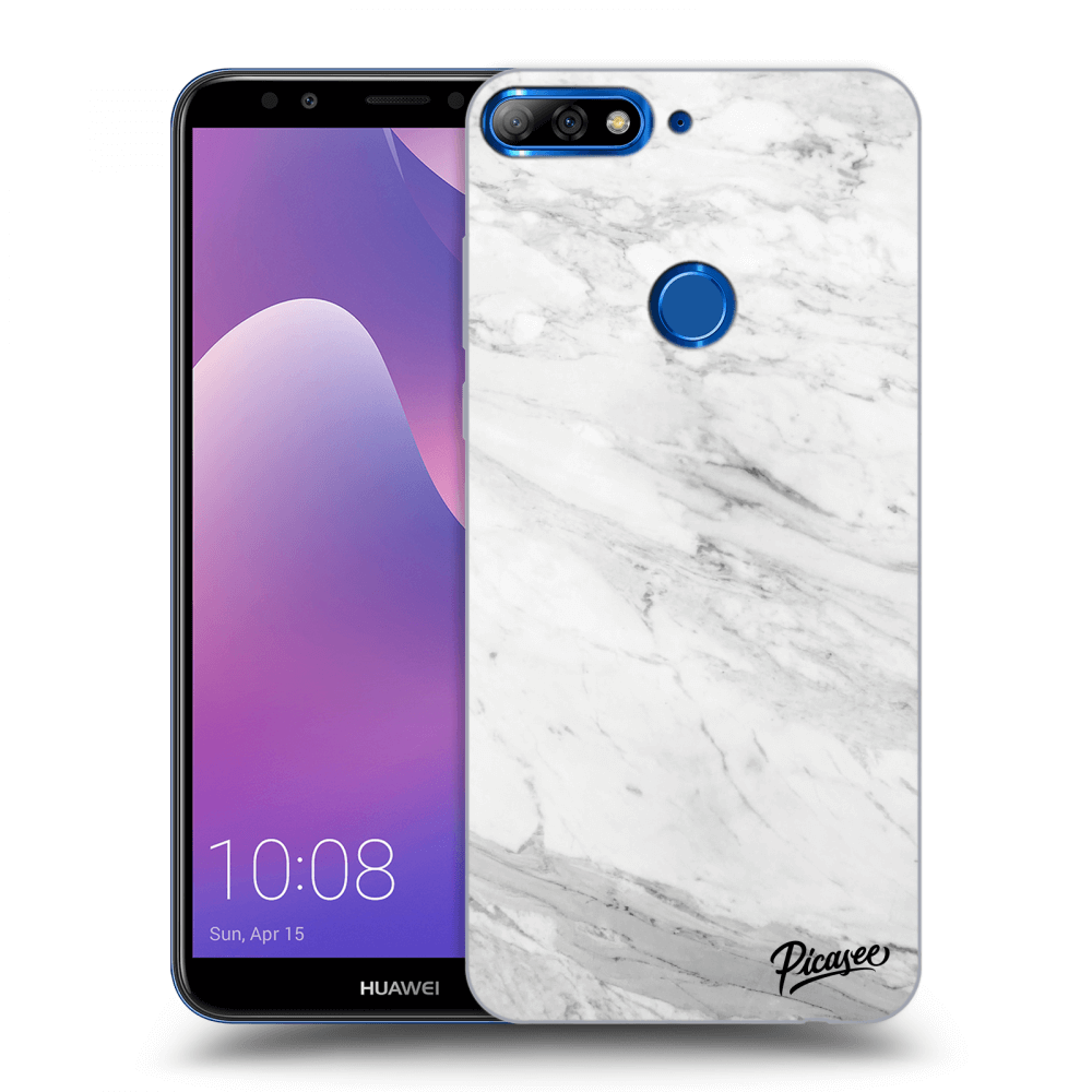 Picasee silikonový průhledný obal pro Huawei Y7 Prime (2018) - White marble